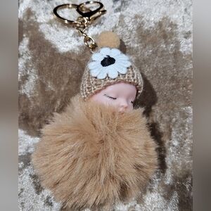 Keychain/Bagcharm Sleeping Baby Pom Pom